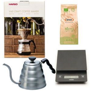Hario Craft Coffee Maker + Hario Weegschaal + Hario Waterketel 1.2 liter + Bristot BIO 100% Biologische koffie