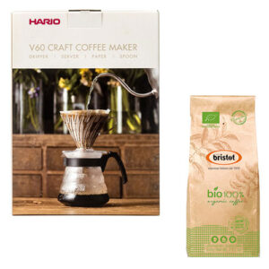 Hario V60 Craft Coffee Maker + Bristot BIO 100% Biologische Koffie
