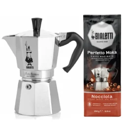 Bialetti Moka Express + Perfetto Moka Nocciola koffie 250gr