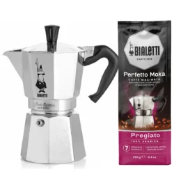Bialetti Moka Express + Perfetto Moka Pregiato koffie 250gr